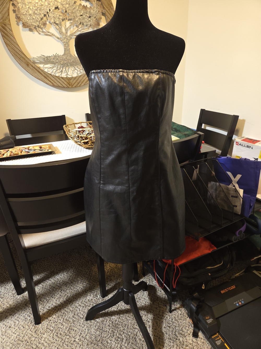 Lioness Black Strapless Faux Leather Mini Dress